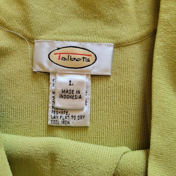 Talbots Shirt Womens Large Chartreuse Green Short Sleeve Knit Basic Everyday Top - Picture 4 of 8